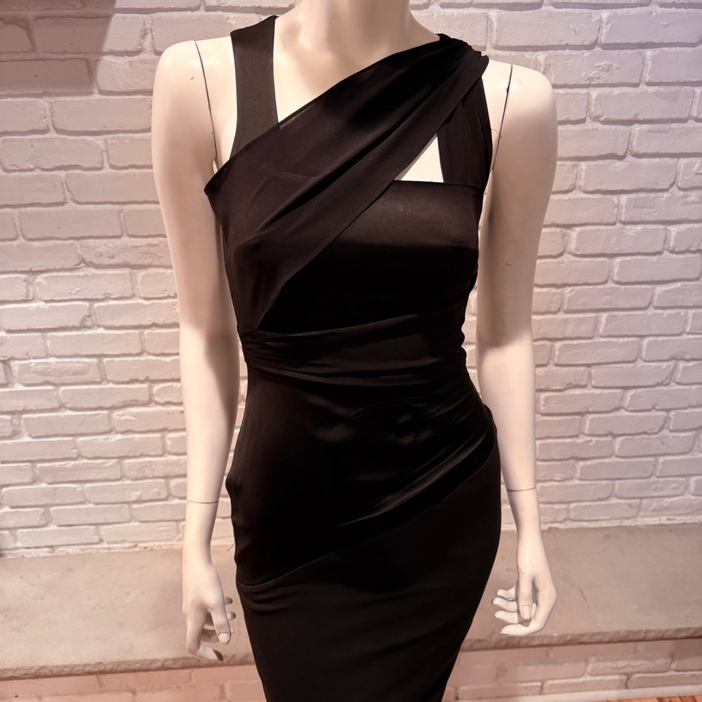 REISS Black Asymmetrical One Shoulder Cocktail Size 4 NWT Bodycon - Picture 2 of 15